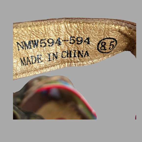 Naughty Monkey 4" Heel Multi Colored Strappy Buckle Sandals Women Size 8.5 - Picture 10 of 13